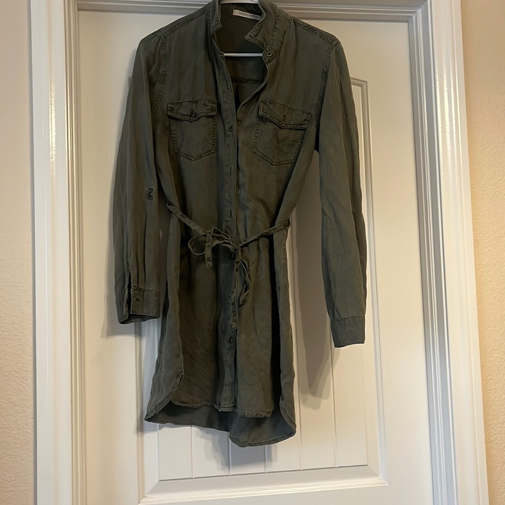 Army green long sleeved jean dress(modern boutique brand)